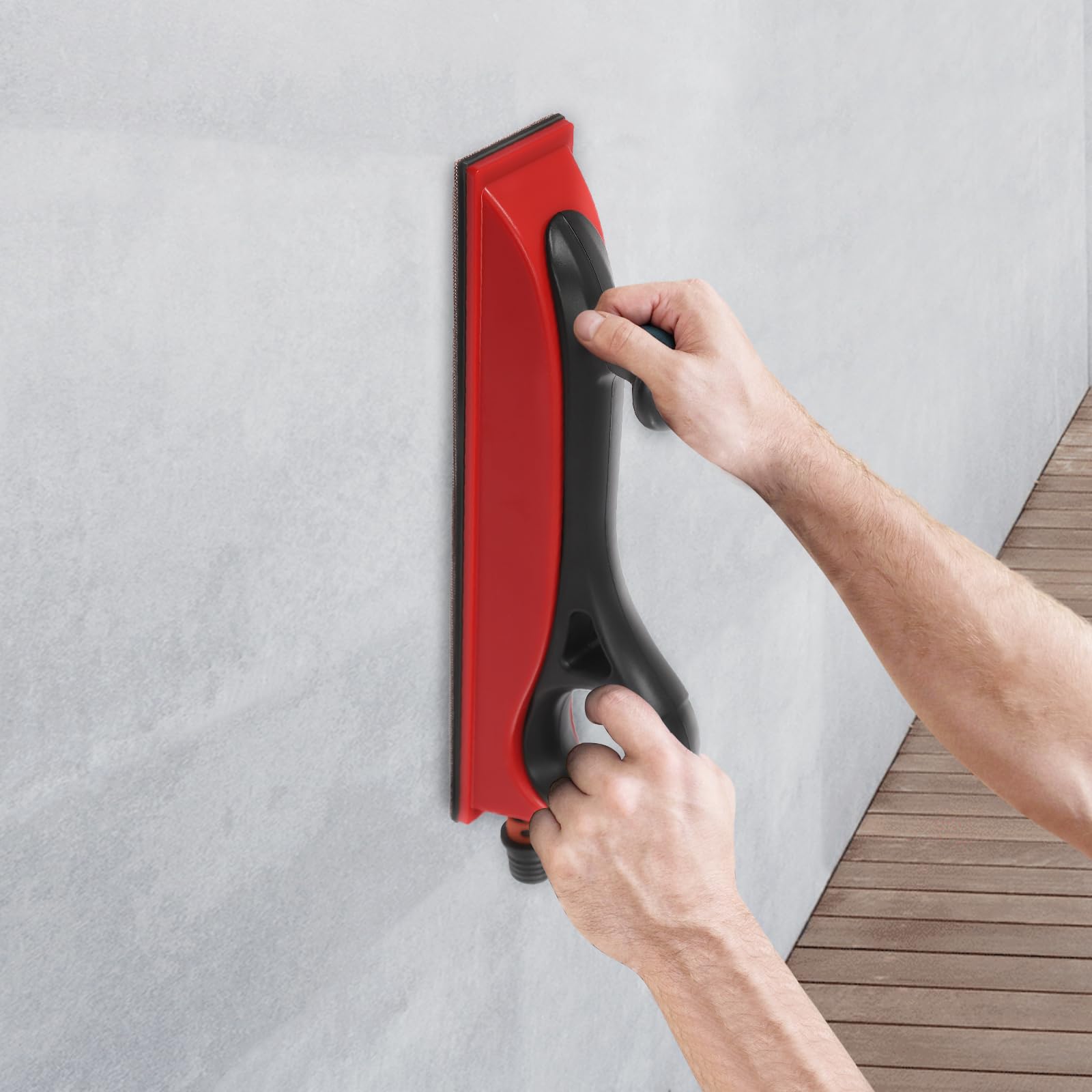 Bloque de lijado manual – Aspiración ajustable sin polvo para madera y metal (rojo) | Compacto y ligero para cualquier caja de herramientas