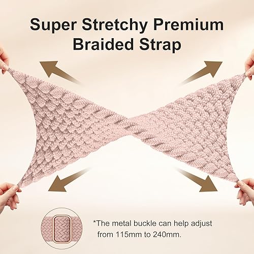 Vista 61 de Maledan Banda elástica trenzada compatible con Fitbit Sense/Versa 3/4 y Sense 2, correa elástica suave para reloj inteligente, accesorio