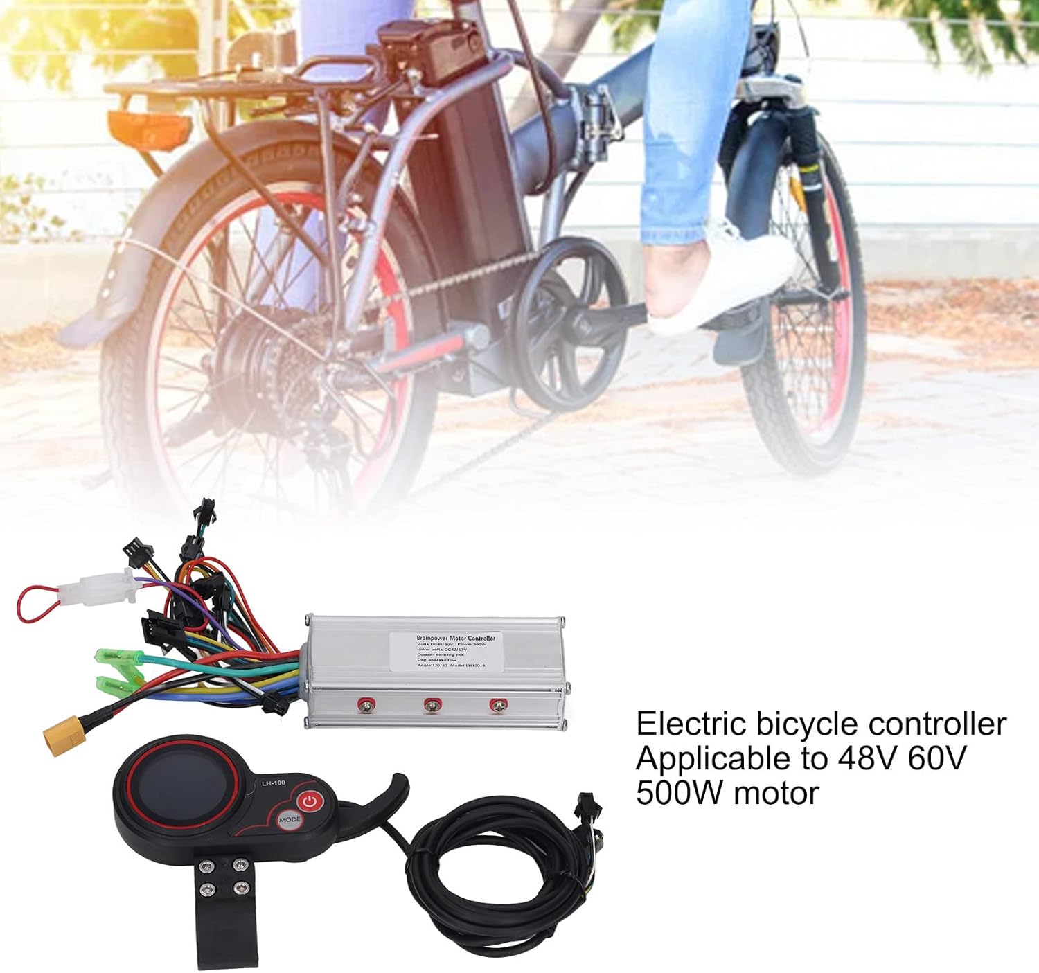 Alomejor Electric Scooter Controller with Round Colorful Thumb Throttle LH100 LCD Panel for 500W Motors 48V 60V