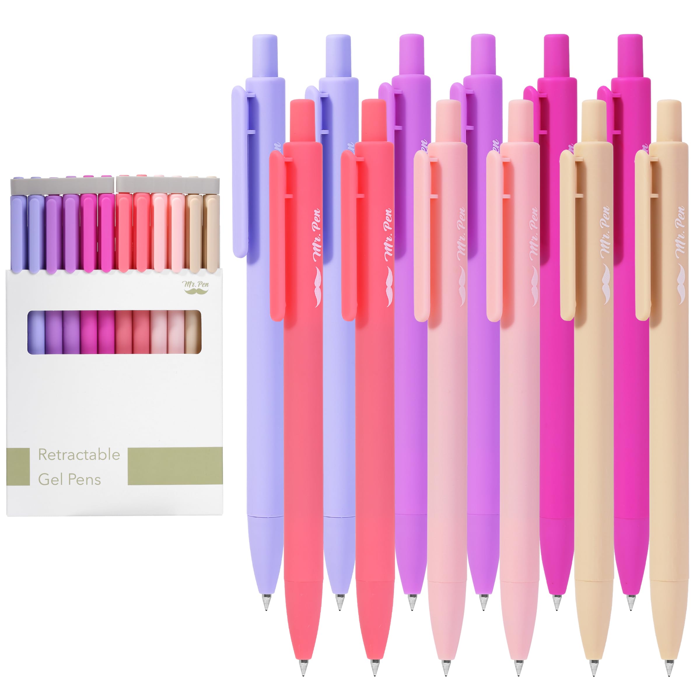 Mr Pen- Retractable Gel Pens 12Pack Black Ink Blushing Bloom Color Barrel Gel Pens — view 9