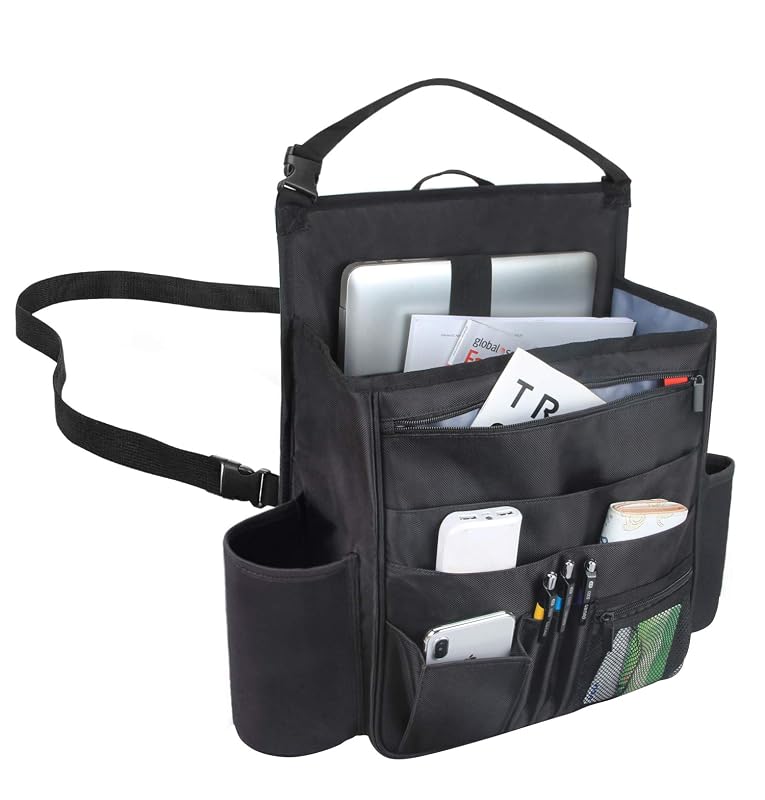Organizador para Encosto de Banco Dianteiro LUXJA Preto com Compartimentos para Laptop e Tablet