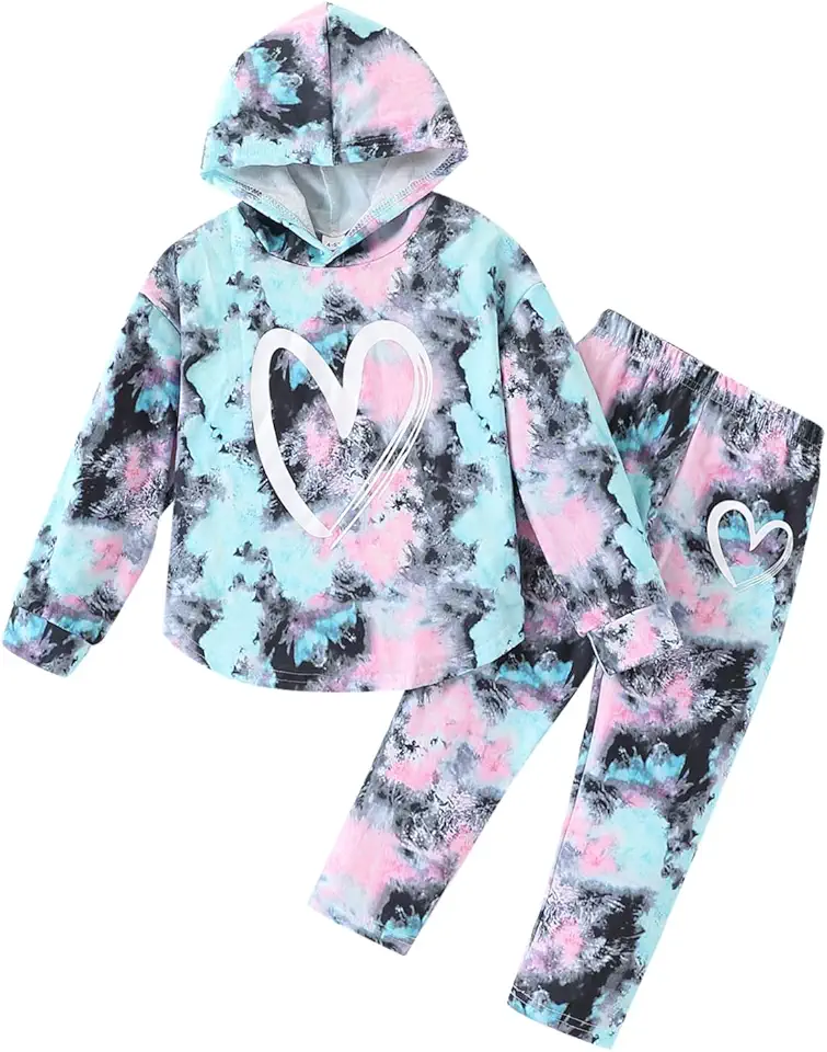 Afsmlys Kid Toddler Girl Clothes Tie Dye Hoodie Sweatshirt Little Girls Fall Pullover Hooded Pant Outfits Set