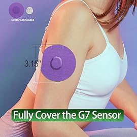 funpatch G7 Adhesive Patches Waterproof 20Pack Overpatch for G7 & Stelo Flexible CGM Tape Non-Glue Central Full Cover Patches Hypoallergenic & Latex-Free for 10-15 Days Long Stay, Rose Pink