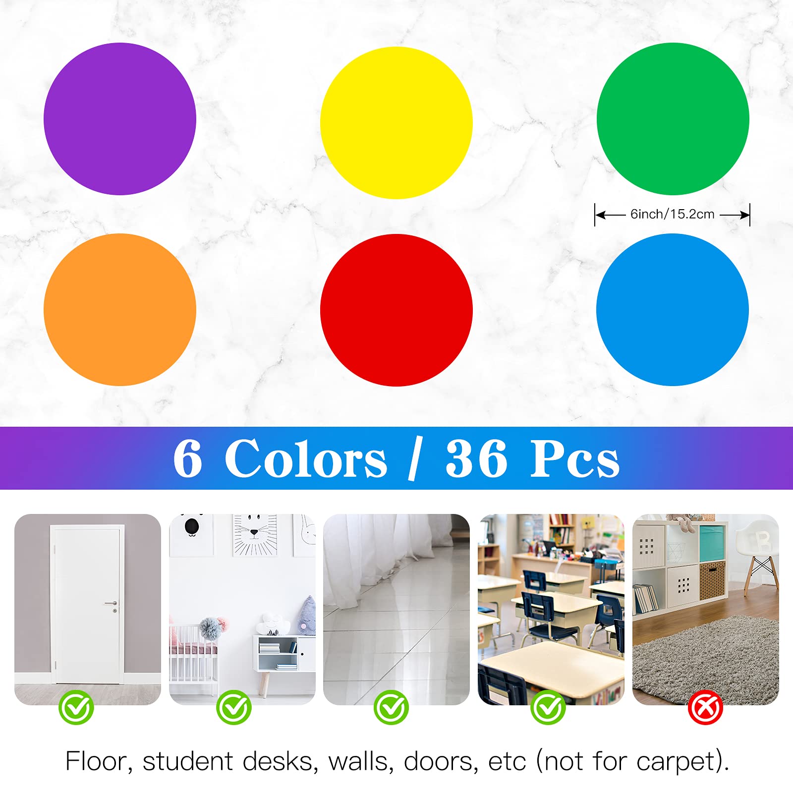 Snapklik.com : 6Inch Vinyl Floor Stickers For Classroom Self Adhesive ...