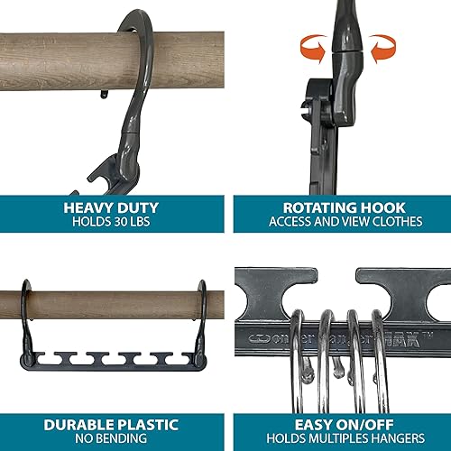 Miniatura 2 de Wonder Hanger Max - Paquete de 10 perchas de ahorro de espacio, ganchos reforzados giratorios 360°, percha en cascada, organizador para dormitorios