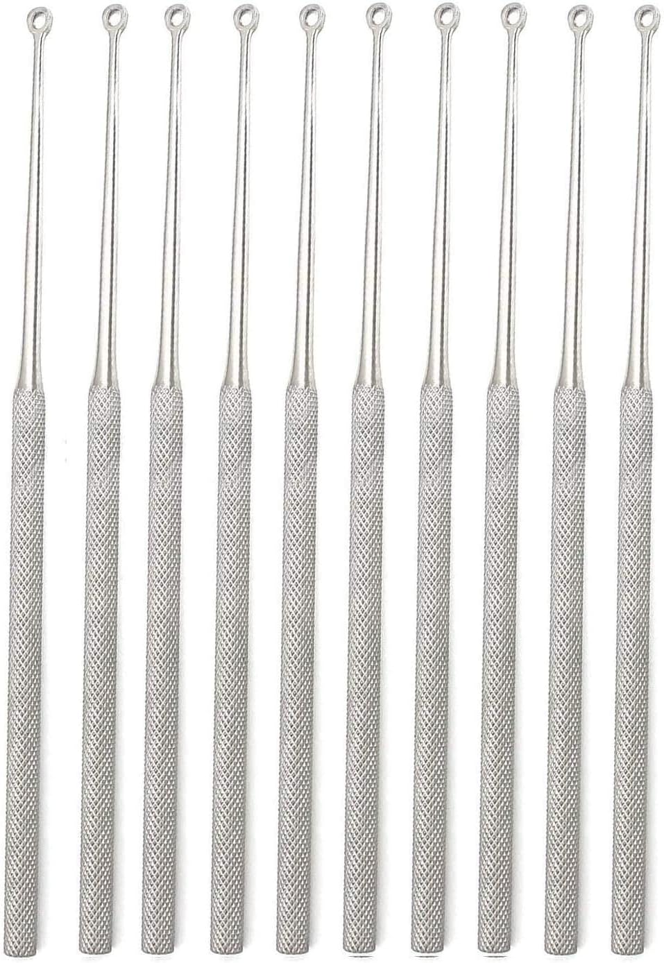 OdontoMed2011® 10 Pcs Buck Ear Curette #3 Blunt Straight 6.5" Veterinary ENT Stainless Steel Instruments Ear Care Tools