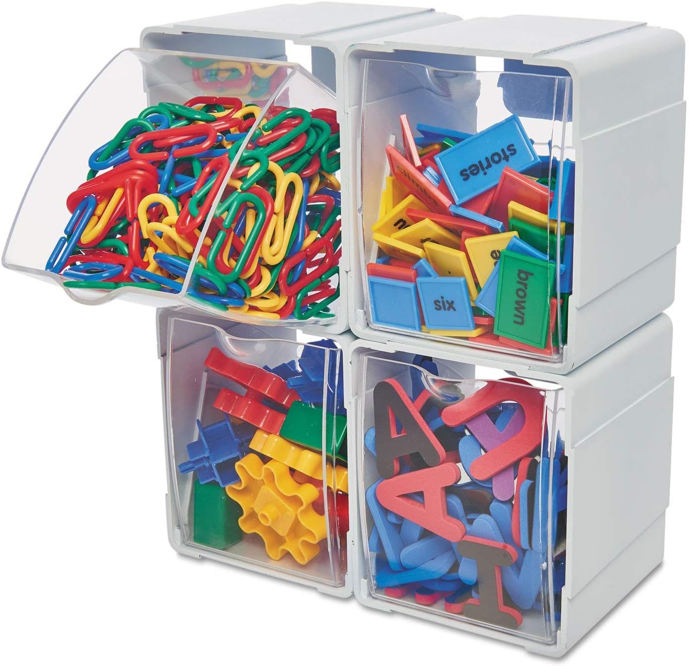 Deflecto Tilt Bin Interlocking 4-Bin Organizer