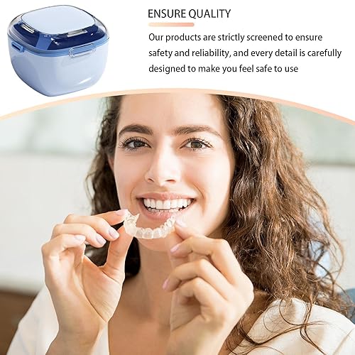 Miniatura 2 de Estuche de baño para dentaduras postizas  Contenedor de retención de doble capa para taza de limpieza de dentaduras  Estuche portátil para