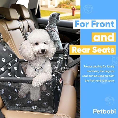 Miniatura 5 de Petbobi Pet Reinforce Car Booster Seat for Dog Cat Portable and Breathable Bag with Seat Belt Dog Carrier Safety Stable for Travel Look Out,with