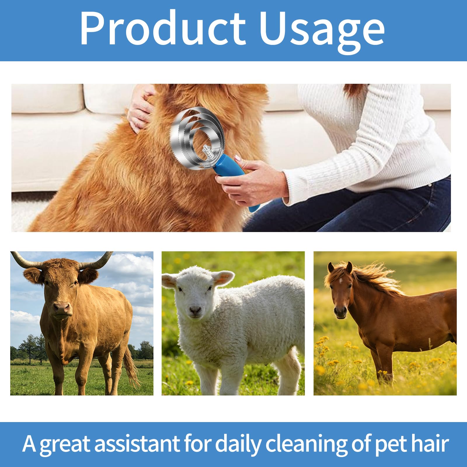 Curry Comb Kit for Horses - 4 Combs & Brush Set -4