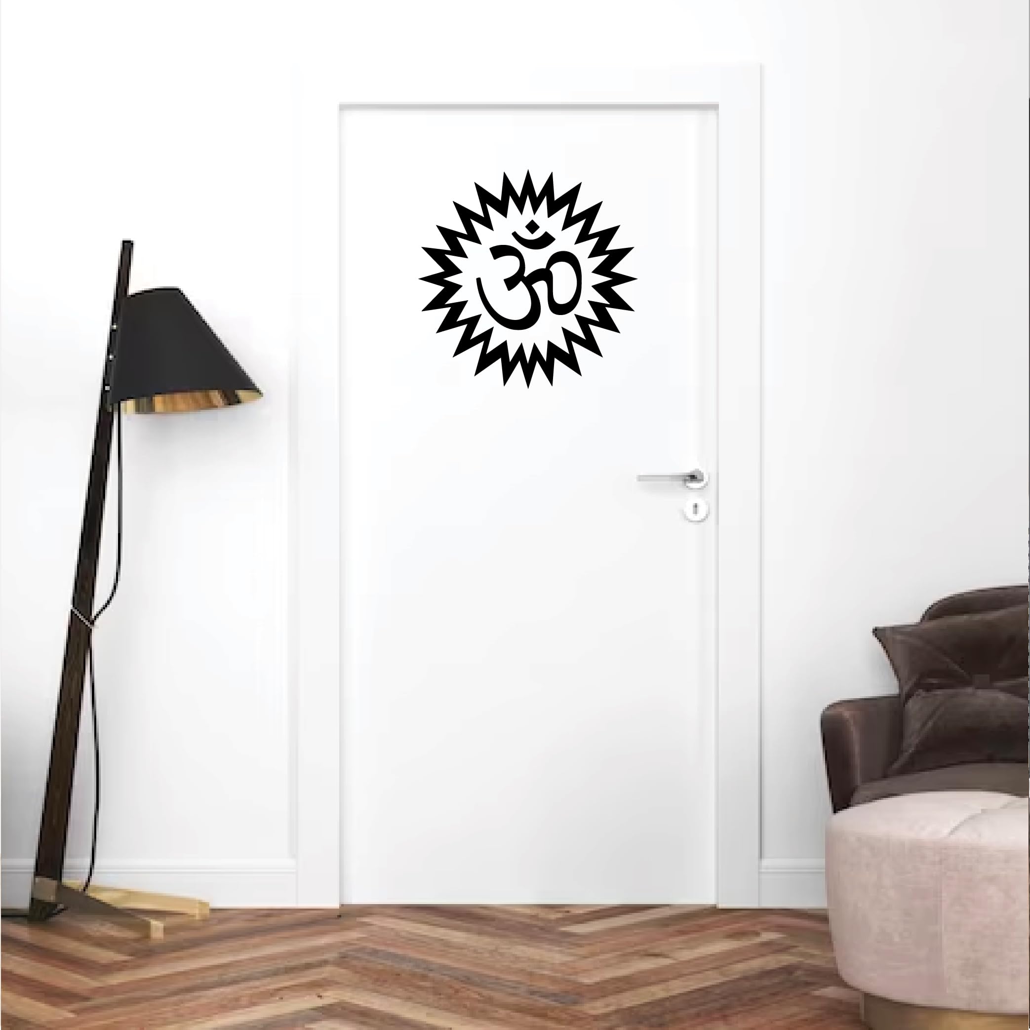 Om Mandala Diwali Navratri Pooja Wall Sticker & Decal for Entrance,Door,Wall,Puja Room,Living Room,Self Adhesive Vinyl Matt Finish No Background Black 20X20