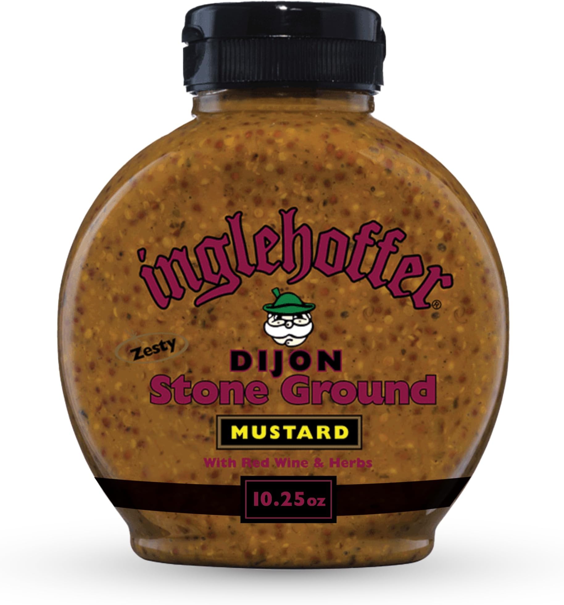 Inglehoffer Dijon Stone Ground Mustard 10.25oz. Zesty Whole Grain Dijon Made with Wine & Herbs
