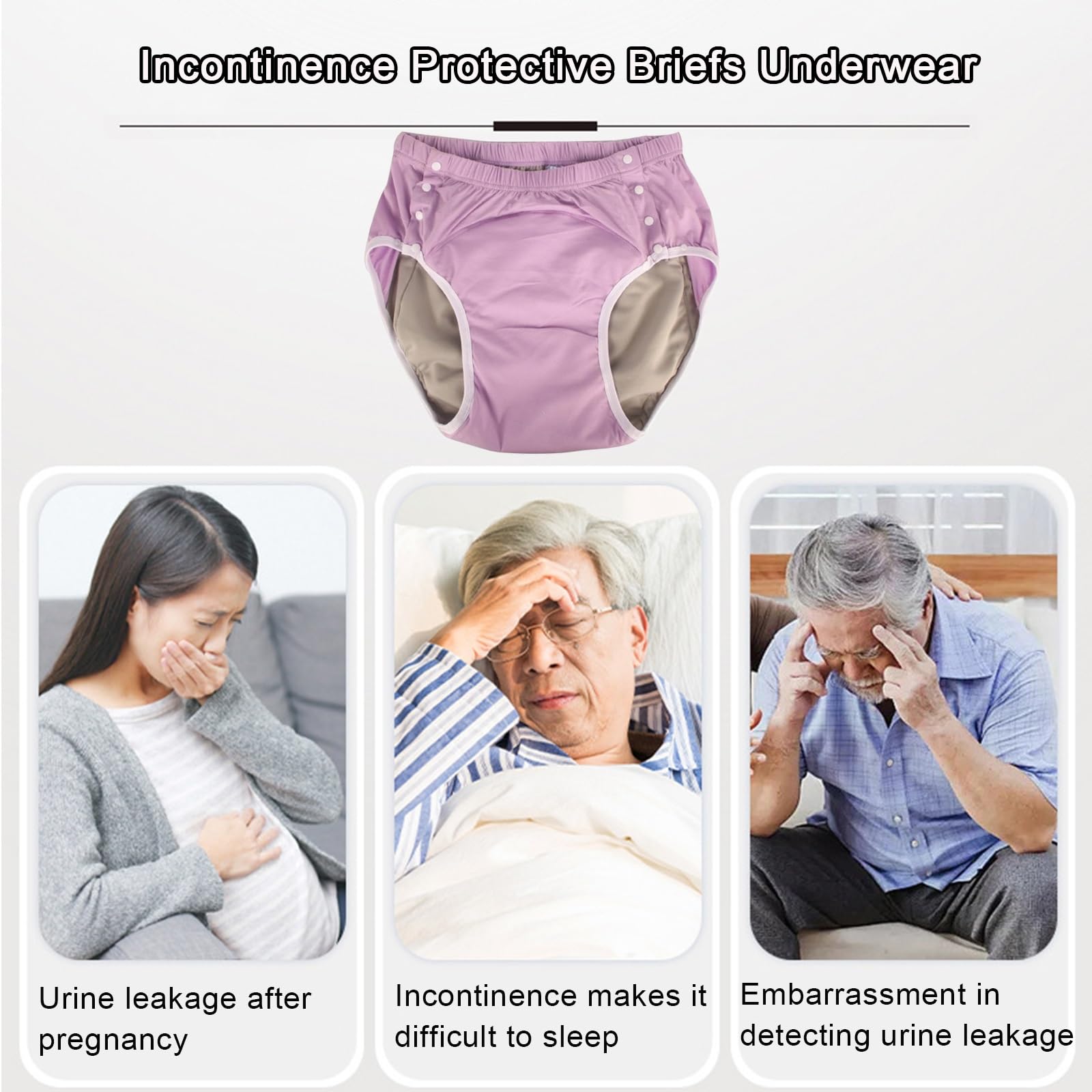 4 Stück Stoffwindeln für Erwachsene,Inkontinenz Höschen Waschbar Wiederverwendbare Stoffwindeln Inkontinenz Pants für Erwachsene Windeln Auslaufsichere Unterwäsche(Large)