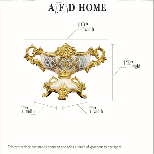 Miniatura 3 de Celine - Centro de mesa coronado, jarrón de mesa dorado y blanco para centros de mesa, 19 x 12 pulgadas