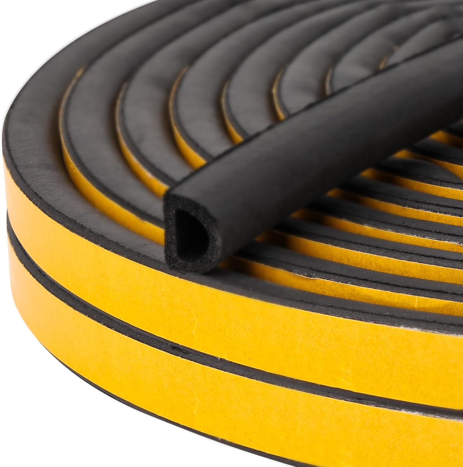 19.7Feet Rubber Weather Stripping Door Seal, Self-Adhesive Seals for Window Gap, Soundproofing, Insulation Strip, Door Sealers for Door Frame (Black)