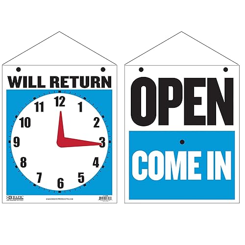 BAZIC Products Open Closed Signs for Business, Double-sided Vinyl Open
