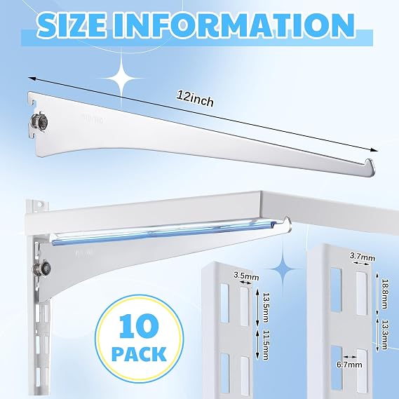 Gisafai 10 Pack Shelf Bracket Adjustable Shelving Brackets