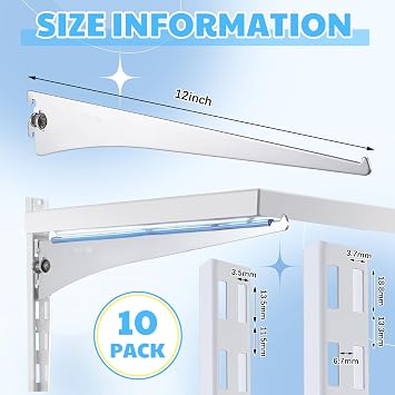 Gisafai 10 Pack Shelf Bracket Adjustable Shelving Brackets