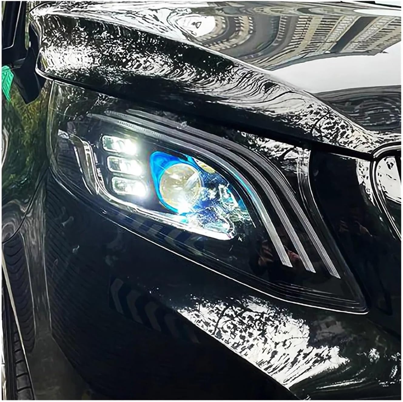 Car Lights Assembly Compatible For Benz Vito W447 2016-2023 V-Class Upgrade Maybach Style LED Auto Headlights Projector Lens Accessories(For L-ED version)