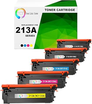 TCT 213A Toner Cartridge 5 Pack - Compatible Replacement for HP 213A Works with HP Color LaserJet Enterprise 5700dn 6700, MFP 5800dn Printers Black Cyan Magenta Yellow