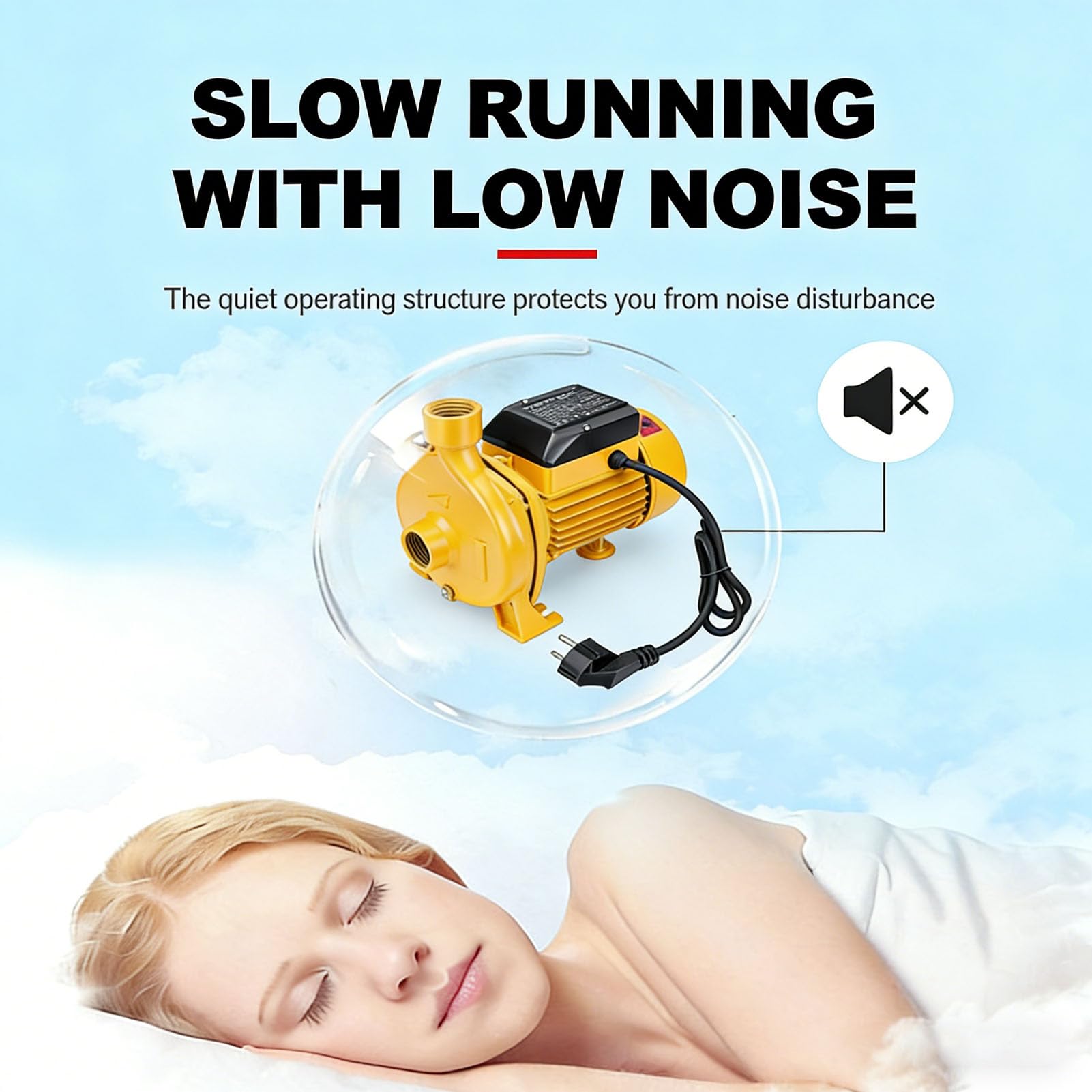 Pompa Centrifuga, Pompa Acqua Autoadescante da 750 W con Uscita da 1 Pollice e Design con Doppio Cuscinetto a Sfera, Pompe Booster Silenziose per Irrigazione del Prato (Spina europea 220 V)