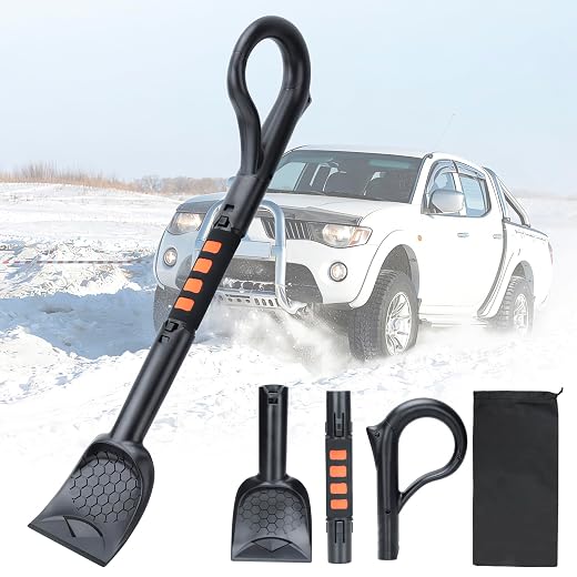 25.8'' Larger Ice Scrapers for Car Windshield | Dang Near Indestructible Ice from Scrape Frost and Ice |3-in-1 Emergency Snow Shovel | Detachable Remover with Foam Grip for Small Cars, Trucks, SUVs