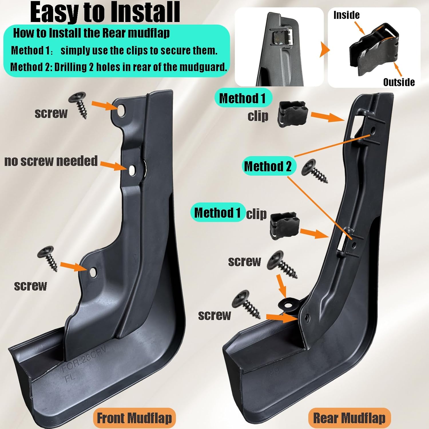 for Honda CRV 2023 2024 2025 2026 Splash Guard - Front & Rear Mud Flaps for Honda CR-V LX/EX/EXL 2023 2024 2025 2026 Exterior Accessories (Not for Hybrid)