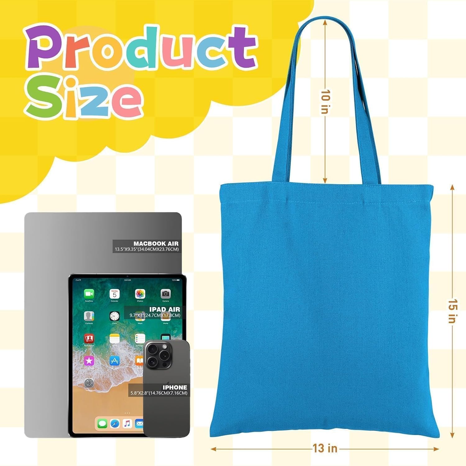 Lzerking Canvas Tote Bag Bulk 24 Pack Colored Canvas Bag for Gift, 13x15 Inches 12oz Heavy Duty Medium Reusable Blank Cloth Bags for Painting, Heat Transfer Vinyl - Image 2