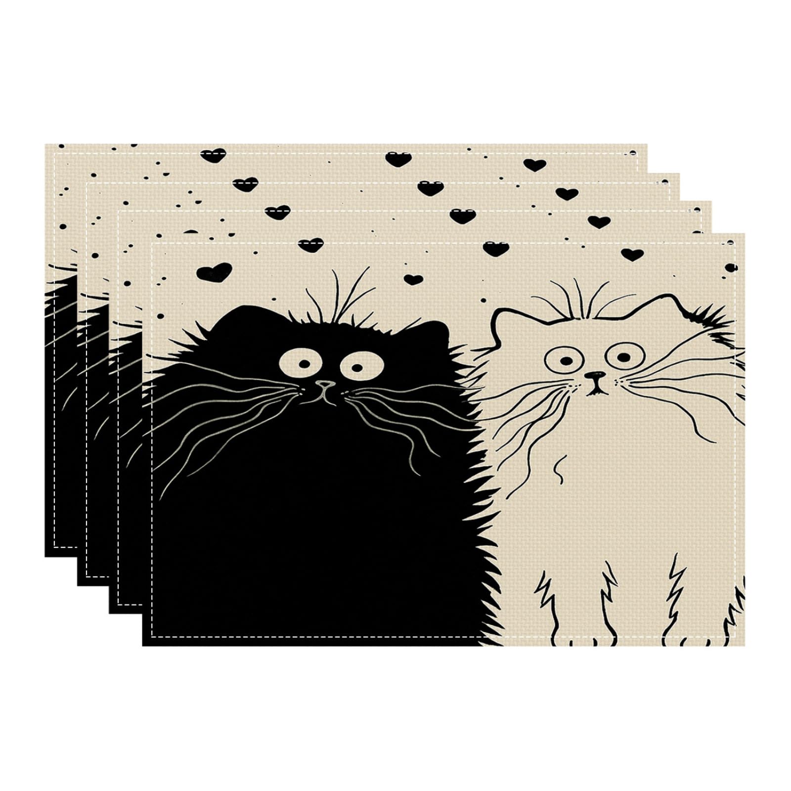 Tischsets Abwaschbar Tierkatze Hitzebeständig Tischset rutschfest 6 Stück Platzset 45x30cm,platzdeckchen PVC Abgrifffeste Platzsets für Hause Küche Restaurant und Hotel