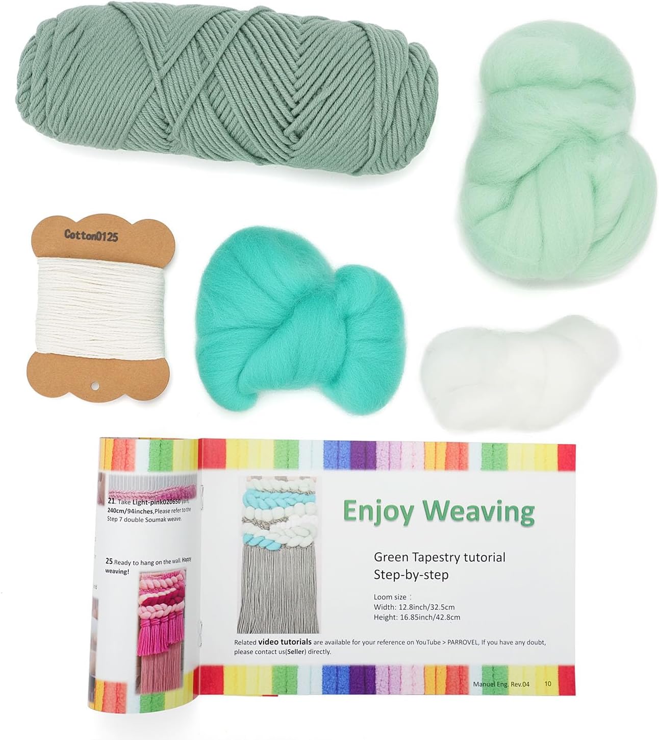 Weaving Loom for Beginners Adults/Kids and 1 Set of Weaving Works Complete Yarn Kit with Detailed Friendly Instructions, Parents and Children in The Holiday Experience Weaving Brings Fun Green