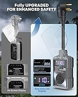 Vista 5 de Kohree Protector contra sobretensiones RV de 30 amperios, 14000 julios, protección contra sobretensiones de sobretensión, enchufe adaptador de RV