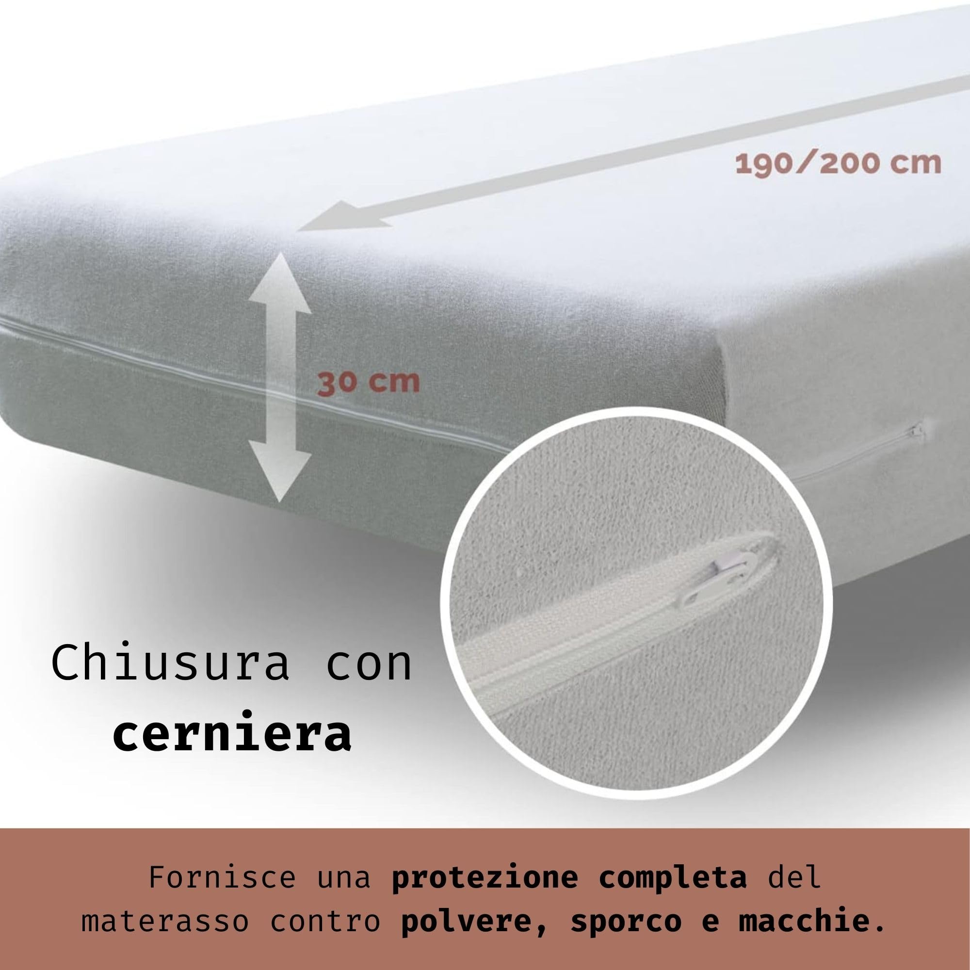 Tural Fodera per materasso 160x190/200cm Matrimoniale Regolabile Certificato Oeko-TEX Assorbente Spugna in cotone