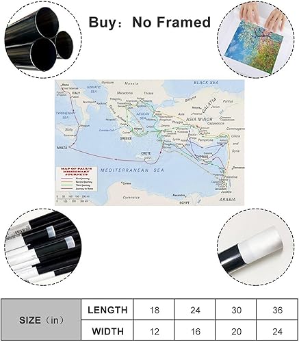 Miniatura 3 de Póster de Paul's Missionary Journeys Bible Story Study Map Poster Lienzo Arte de Pared Pintura Decoración de Dormitorio Para El Hogar, Oficina, Aula