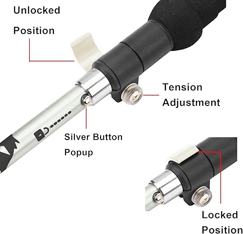 Miniatura 5 de A ALAFEN Aluminio plegable ultraligero viaje trekking senderismo poste para hombres y mujeres