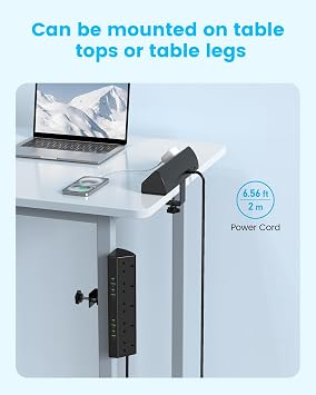 Jgstkcity Desk Clamp Power Socket, 45W USB-C Extension Lead, Black