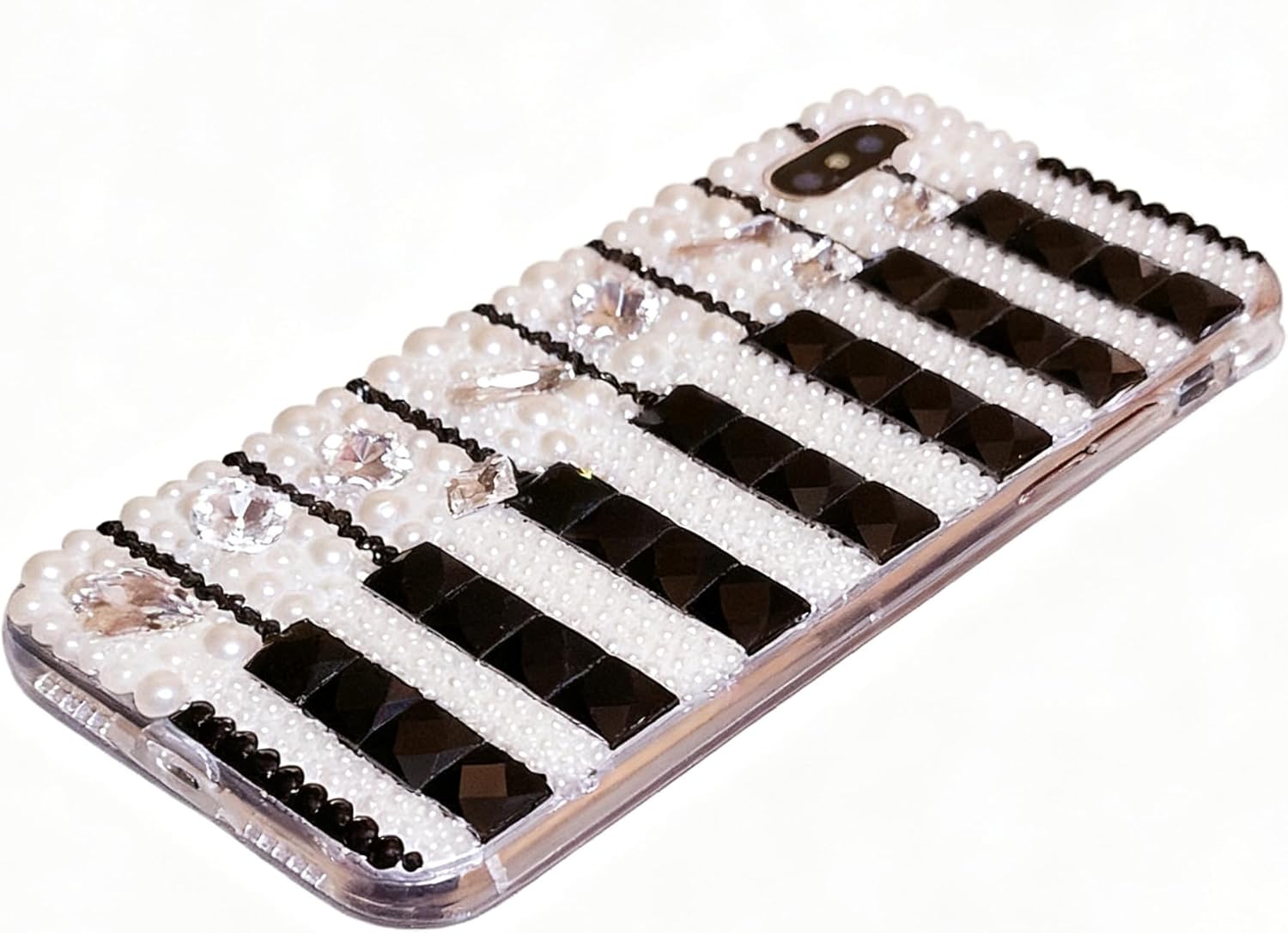 Piano Key Design with Crystal Neck Strap Compatible for iPhone 13 Case, Sparkly Bling Diamond Design with Dazzling Rhinestones, Cute, Trendy (for iPhone 13,CC16)
