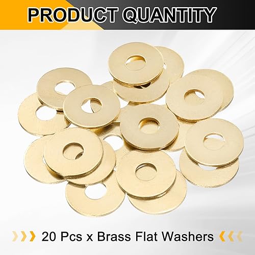 Miniatura 3 de uxcell 20 piezas M8 Arandela plana de latón, arandelas de sello de metal de 24 mm de diámetro interior x 8 mm de diámetro exterior x 1,5 mm de