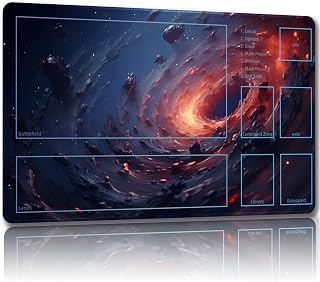 Playmat for MTG with Free Storage Bags Game Mat 24 x 14 inches TCG and Board Game Mats for Cards (Magic Vortex-Auxiliary Combat)