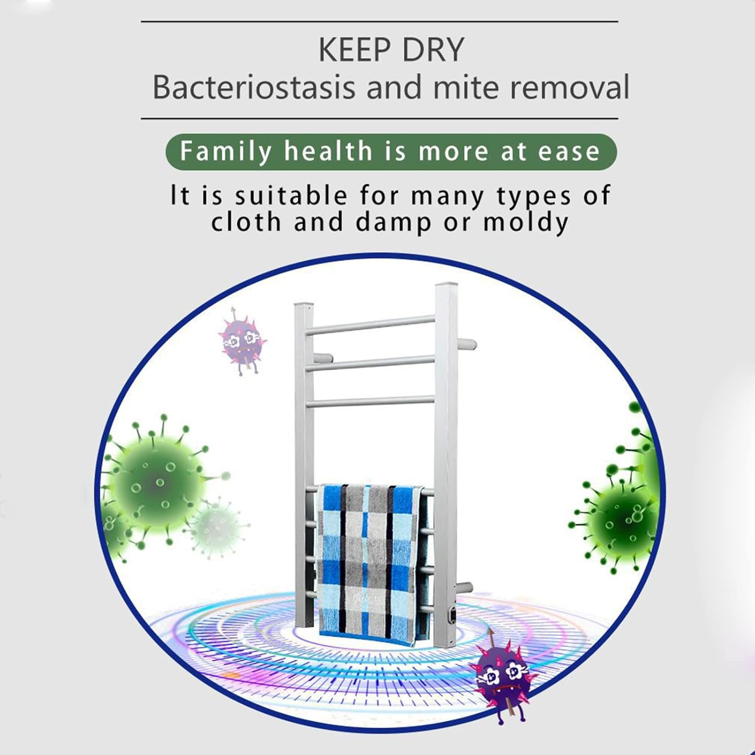 Towel Warmer for Bathroom, Wall Mounted Plug-in Electric HeatedTowel Rack, Aluminum Alloy 7 Bars Thermostatic Drying Rack with Switch, 520X100x800mm(