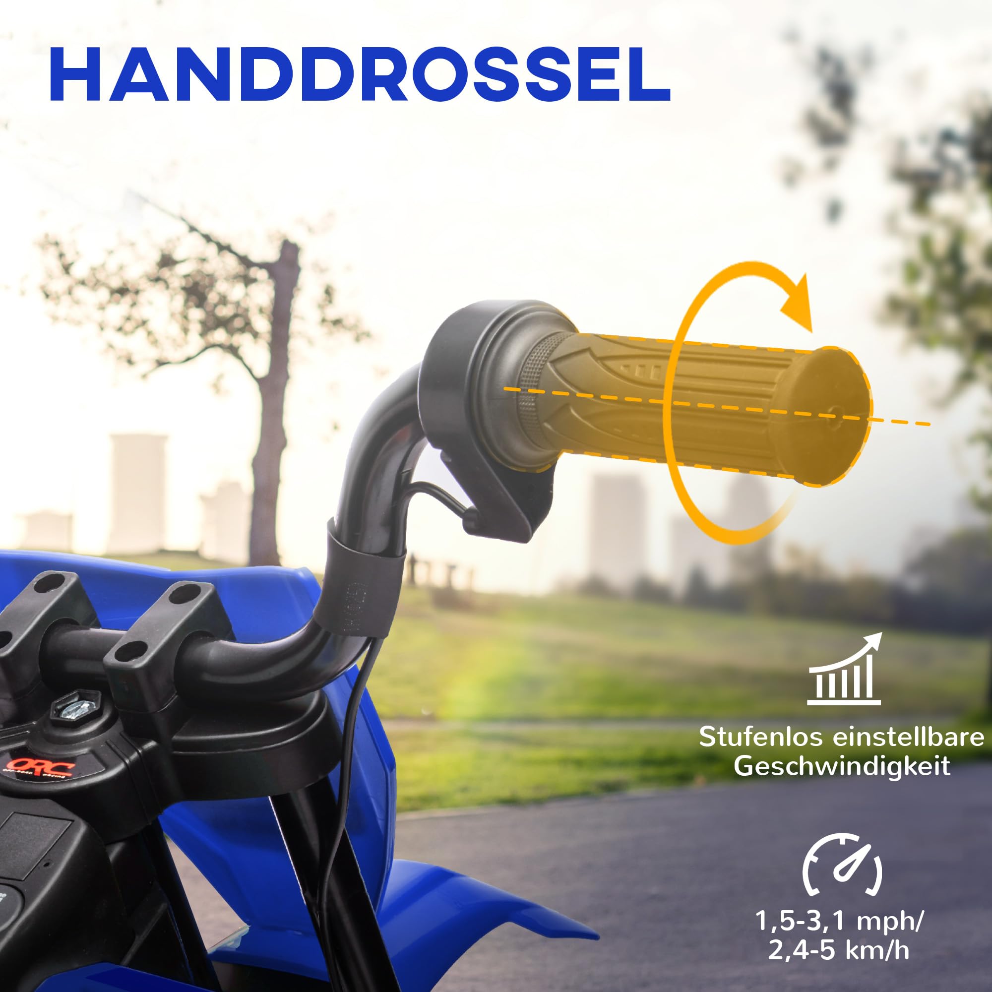 AIYAPLAY Elektro Kindermotorrad mit Musik, 2 Stützrädern, 3-6 Jahre, Blau | Elektromotorrad, Kinder Elektro Motorrad, 2,4-5 km/h
