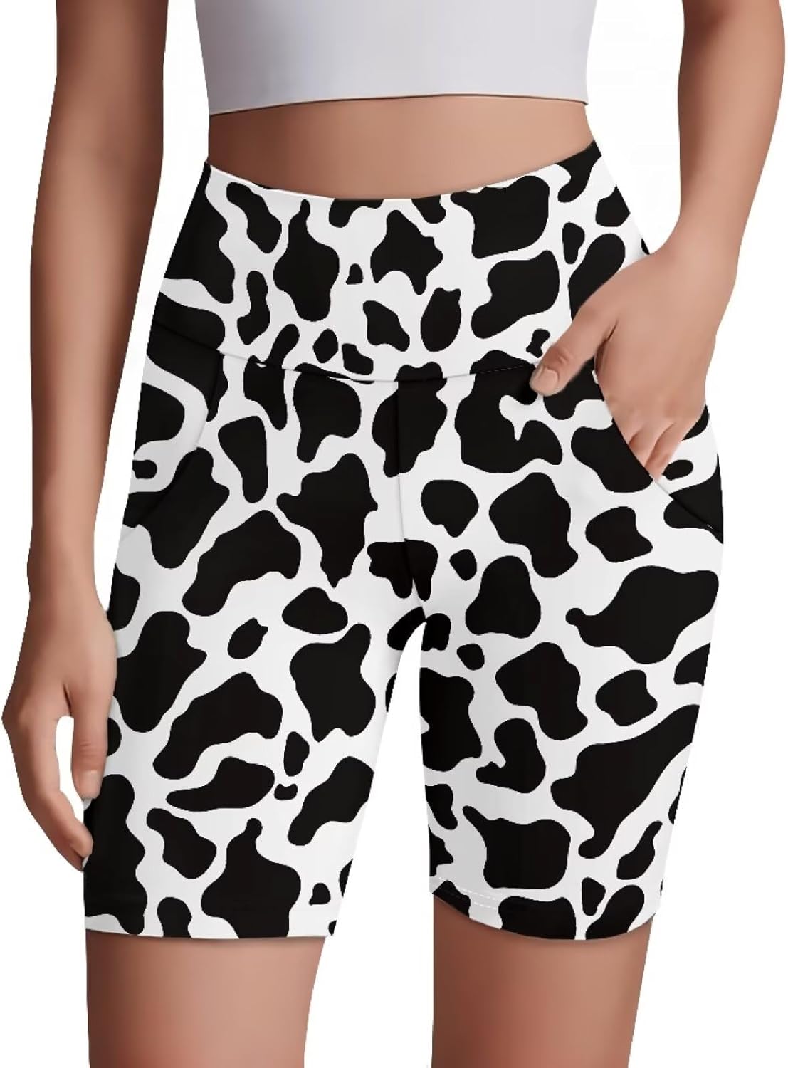 Biker Shorts Women with Pockets Tummy Control Workout Shorts High Waisted Athletic Short for Gym Yoga Running