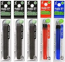 Pilot FriXion Ball Slim Refill for Multicolor 0.5mm, 3 Black + 1 Red + 1 Blue LFBTRF30EF3B x 3+1 R x 1+ L x 1, 5 Types of 3