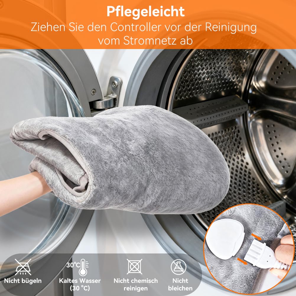 Heizkissen für Rücken Schulter Nacken, 60x100cm Heizkissen Automatische Abschaltfunktion mit Taillenriemen, 6 Heizstufen und Timer, Schnelle Erwärmung, Maschinenwaschbar Wärmekissen