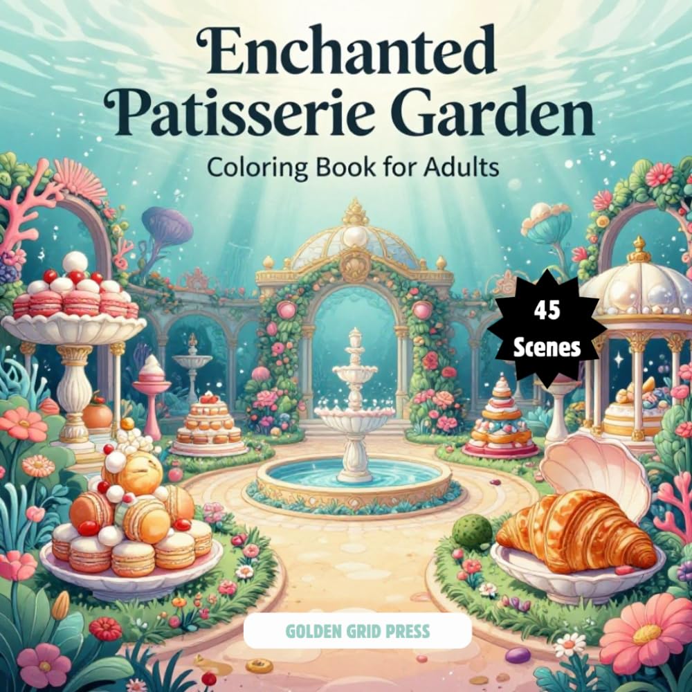 Enchanted Patisserie Gardens Coloring Book for Adults: Relaxing Whimsical Patisseries & Magical Garden Fantasy Scenes