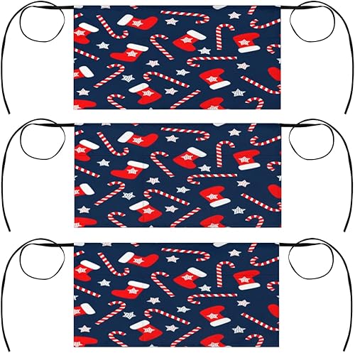 Paquete de 3 delantales de Navidad con 3 bolsillos, impermeables, media cintura, para cocinar, lavavajillas, cocina, jardinería, salón, Estrella de