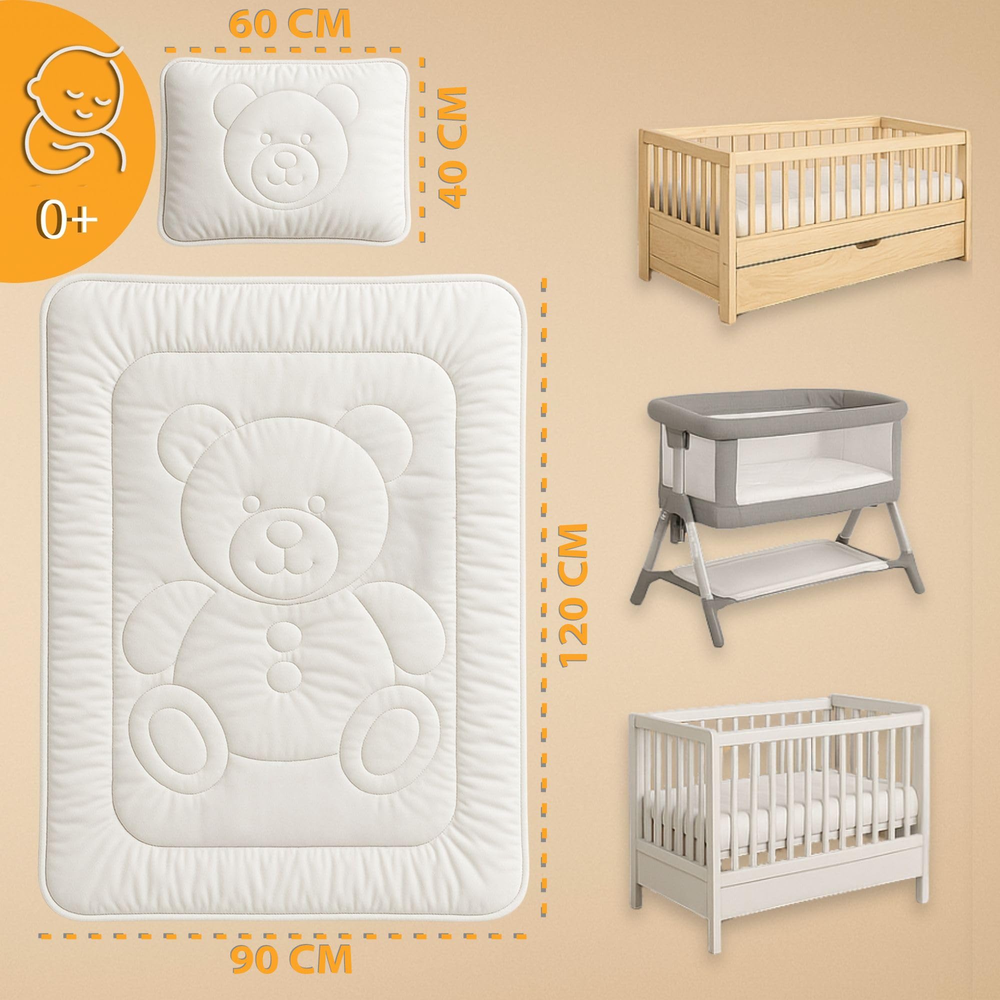 Totsy Baby Couette et Oreiller bébé 90x120 cm - Ensemble de literie Enfant avec Couette Microfibre et Coussin 40x60 cm Idéal pour lit Bebe et Enfant Doux et Respirant Certificat Oeko-Tex 90 x 120