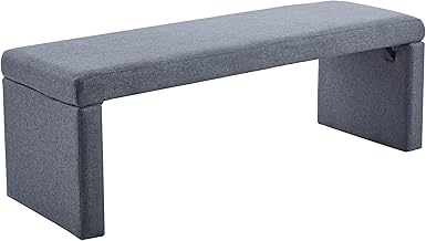 Porthos Home Cyril Accent Bench for Living Room, Bedroom and Entryway in Sleek Arched Design and Soft Fabric Upholstery, Minimalist Look and Easy-to-Match Colors for Every Home and Office