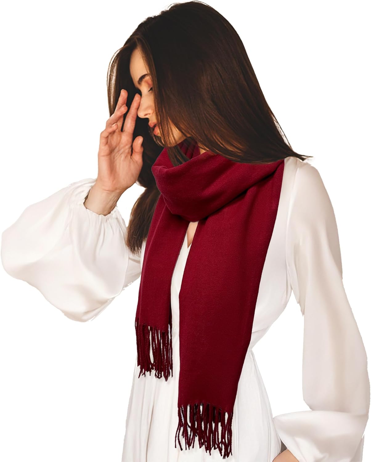 CBC Crown Women's Pashmina Shawl and Wrap, 78 x 26 inches, Soft Cashmere-like Feel Scarf, Black, Navy - Image 3