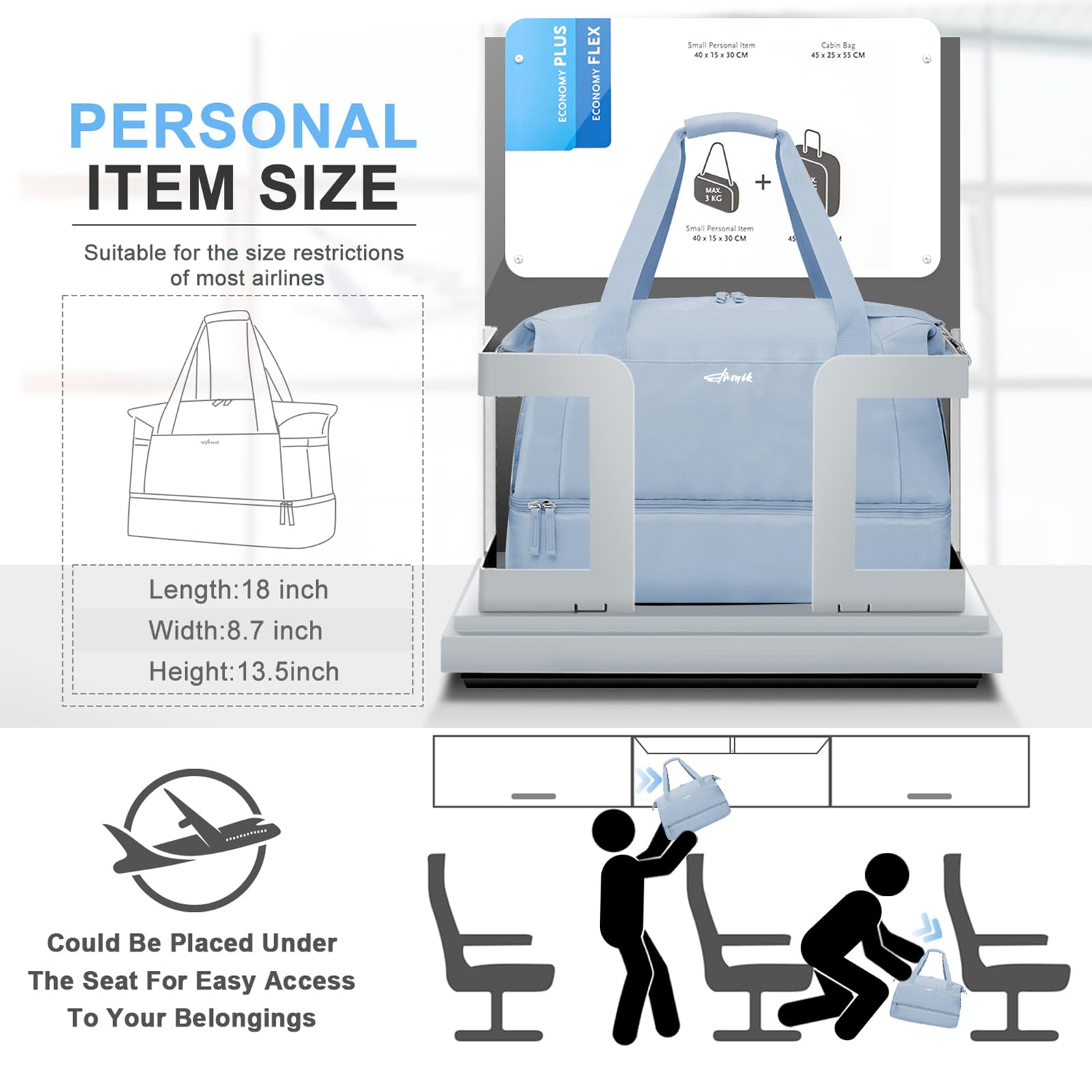 Gym Bag for Women, Personal Item Travel Bag with Shoes Compartment for Trip view 2