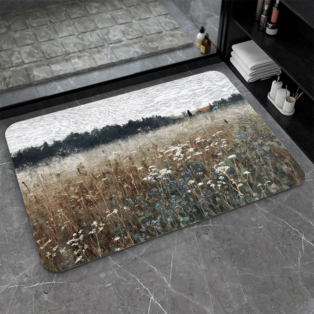 Alfombrilla de baño Antideslizante de Secado rápido con Estampado de Flores